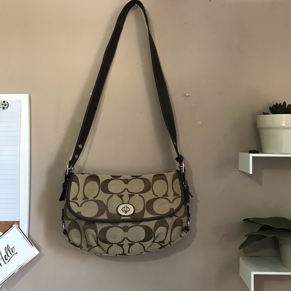 SOLDCOACH Beige/Brown Signature Jacquard Crossbody - Picture 2 of 8